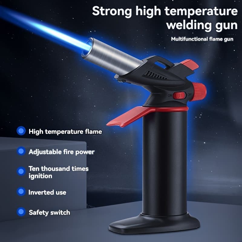 TEMU (without Butane Gas)1pc, Windproof Butane - Refillable Kitchen Cooking Torch, Adjustable Flame, Suitable For Caramel Pudding, Barbecue, Baking And Charcoal Lighting, Outdoor, Camping