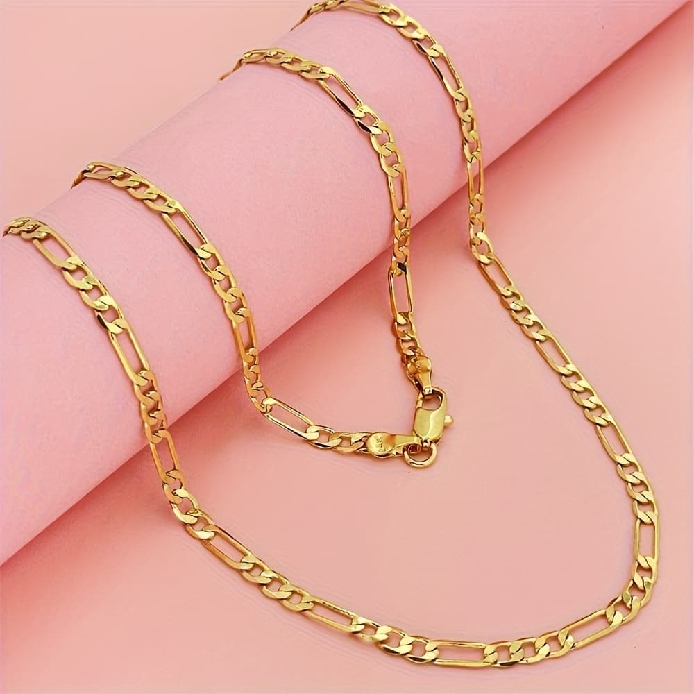 TEMU Fashion 18k Gold Plated Men Women Necklace Jewelry Chain 4mm Men Women Necklace Christmas Gift