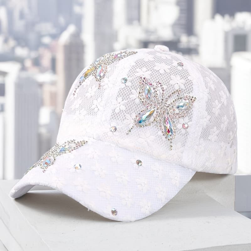 TEMU Women' Sparkling Sequin Baseball - Glitter Hat With Lace Mesh Sun Shield, Breathable Windproof Adjustable For Dance Parties, Prom, Outdoor - Suitable For Ladies, Gift For