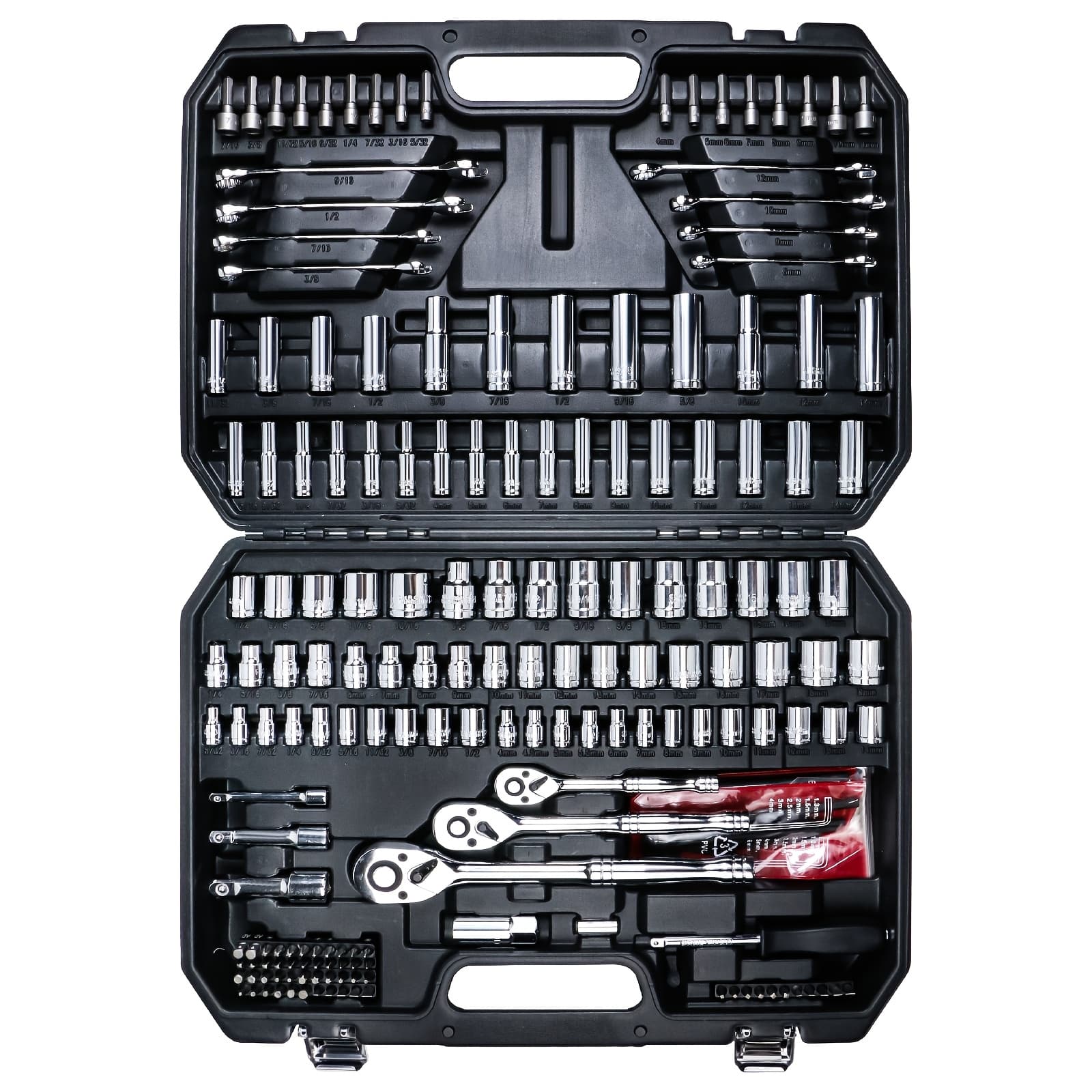 TEMU 202pcs Amm Mechanics Tool Set | 1/4 In, 3/8 In, 1/2 In Drive Socket Set, Chrome Vanadium, Interchangeable, Comes With Plastic Box, Ideal For And Car Repair, Great Holiday Gift