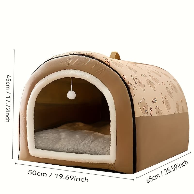 TEMU Cozy Pet Bed - Indoor/outdoor House, Warm For Small To Large Breeds