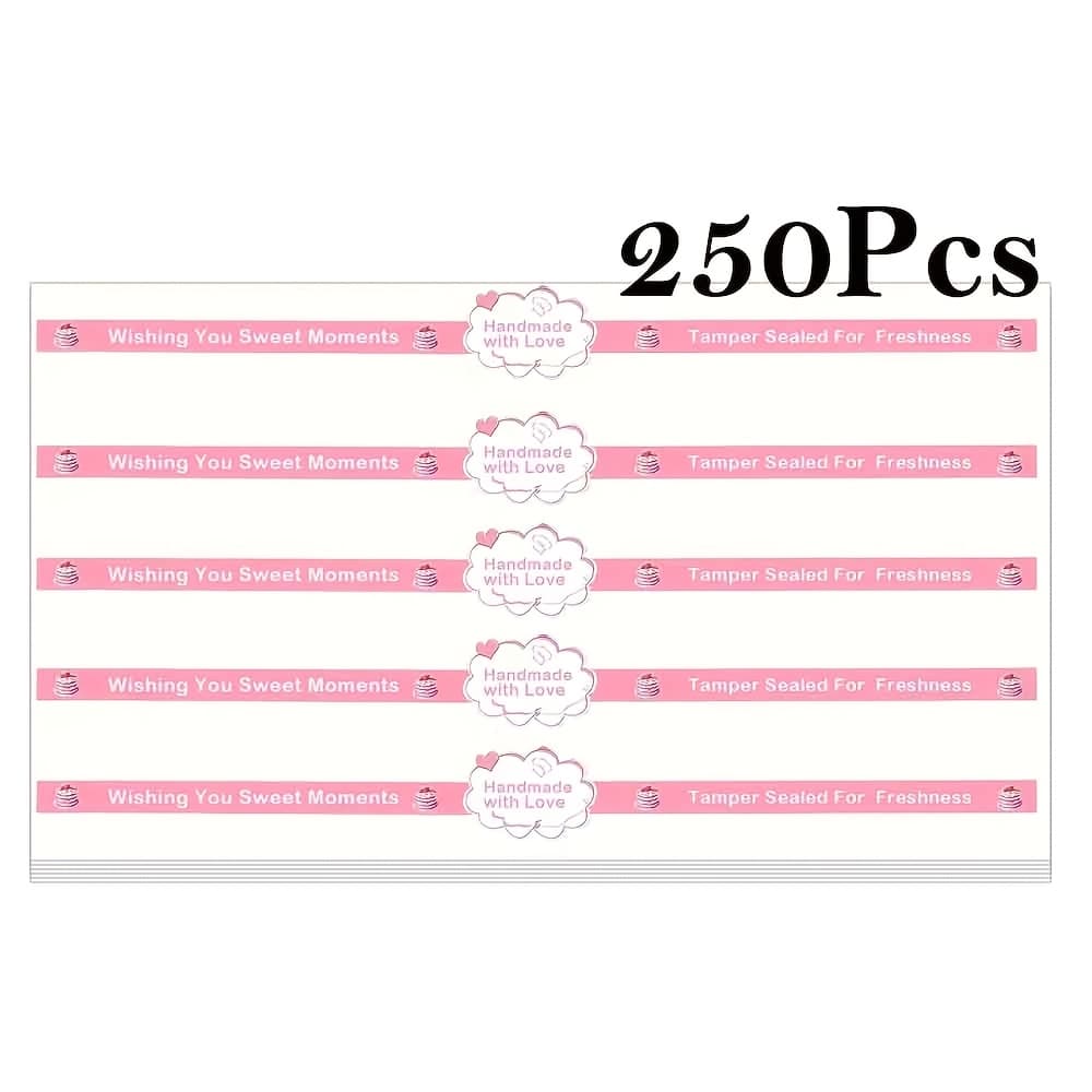 TEMU Retail Package Seal Stickers 9x1 Inch Tamper Lids Stickers Tamper Proof Stickers Sealed For Freshness Labels For Handmade Baking (500pcs/250pcs)