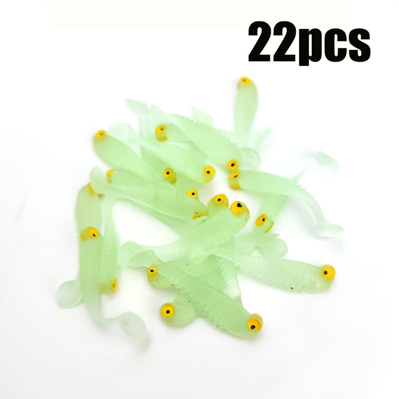 TEMU 22pcs Big- -the-dark Soft Silicone Baits Soft Lures For Fishing, Artificial Bait, Lure Soft Bait, Lure Fishing Bait, Soft Worm Sea Fishing Bait, Fishing Gear Supplies, Fishing Small Additions
