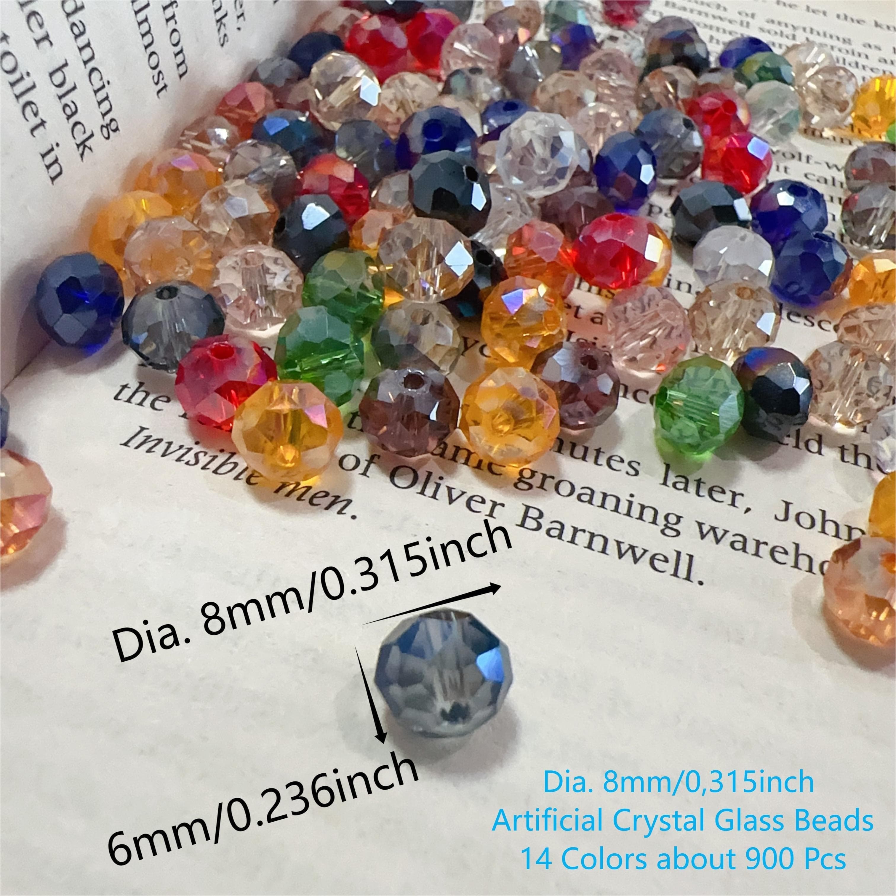 TEMU 900pcs 8mm Wholesale Glass Beads 14 Uv Ab Colors For Jewelry Making, Rondelle Beads For Crafts Wind Chimes, Loose Diy Spacer Beads, Beads For Diy, Bracelet, Necklace, Earring Making