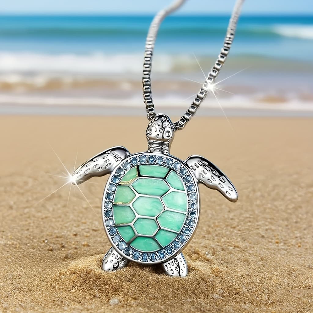 TEMU A Cute And Green Drip-glaze Turtle Pendant Necklace For Women, A Party Birthday Gift Or Anniversary Gift