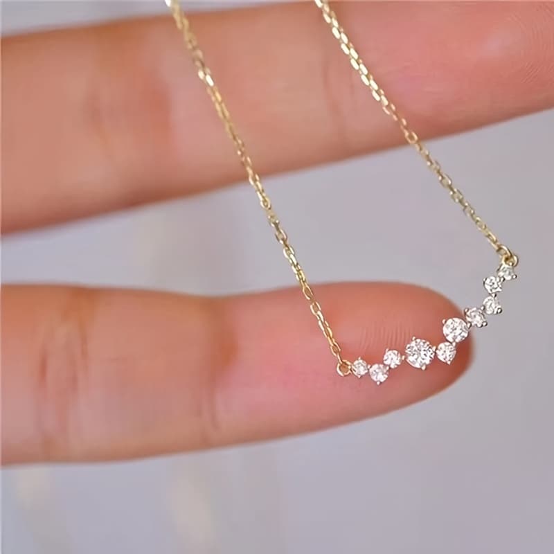 TEMU 1pc Women's Fashion Pendant Necklace, Simple Synthetic Zirconia Pendant Necklace For Bridal Wedding Engagement Ceremony, Collarbone Chain