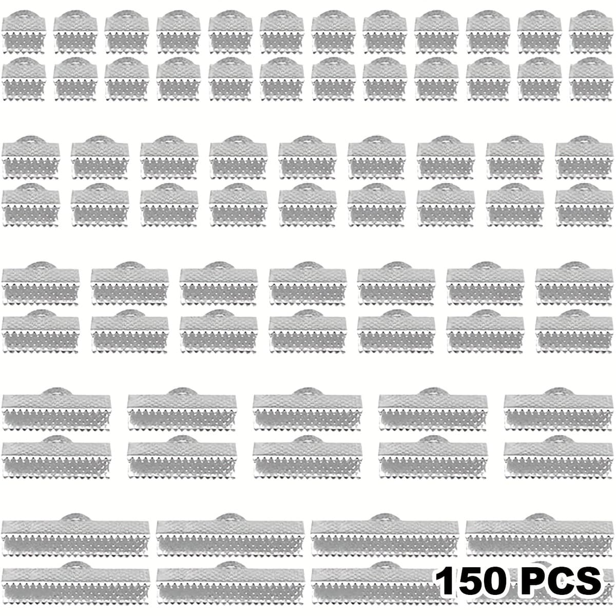 TEMU 150pcs Pinch Crimp Ends For Jewelry Making, Ribbon Clamp End Bracelet Clamps Crimp Ends Leather Fastener Clasps For Diy Choker Anklets Crafts