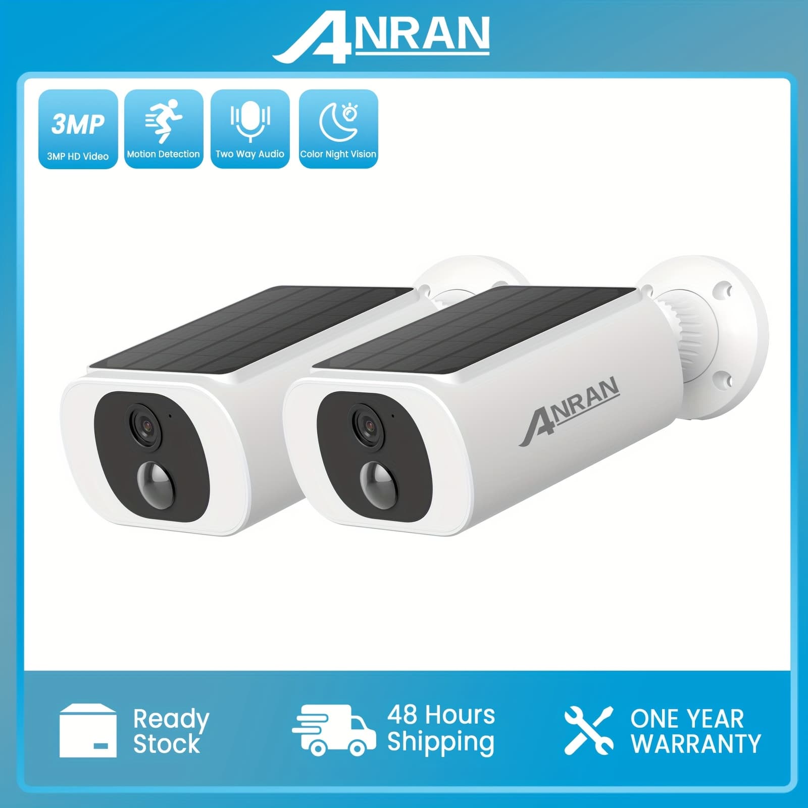 TEMU Anran C3 3mp Security Camera, Wireless Outdoor Wifi Surveillance, Motion Detection, Night Vision, Audio, Alexa Support, Ip65 Waterproof,
