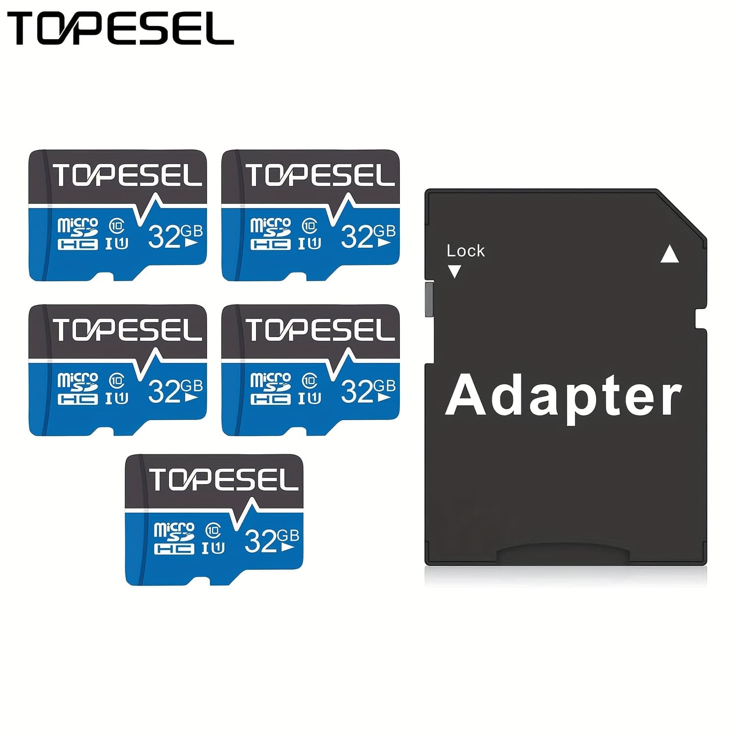 TEMU Topesel 5pcs 128gb/64gb/32gb/16gb Memory Cards, Supporting 4k Recording, U1 Tf Card, With Adapter V30 Card, Suitable For Smartphones, Cameras, Dash Cams, Drone Game Consoles, Laptops
