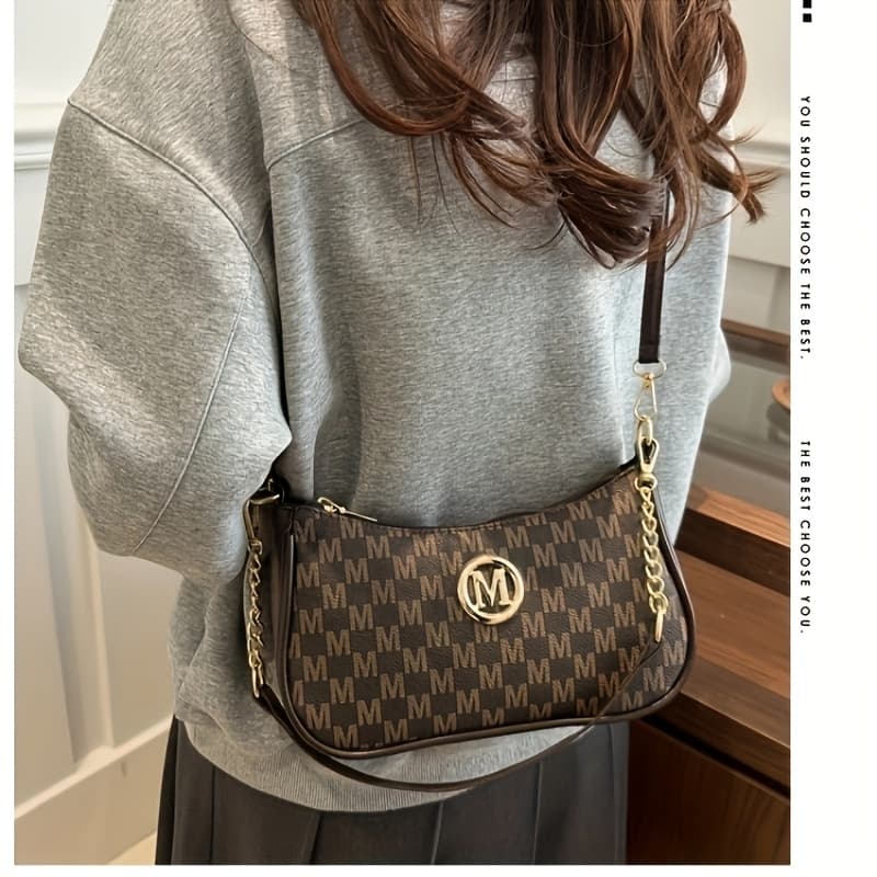 TEMU Vintage Style Pu Crossbody Bag With 2 Shoulder Straps, On 1 Shoulder The Body, Adjustable, Removable Shoulder Strap, With Zipper Closure, Nylon Lining, Foldable Design, Women' Zipper Bag Purse