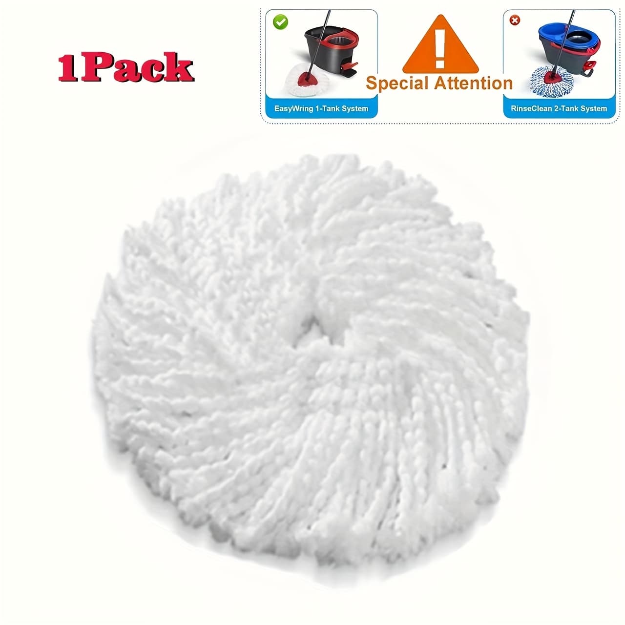 TEMU 1pc Rotating Replacement Head White Hair Triangular Mop Head Rotatable Washable And Reusable Mop Head
