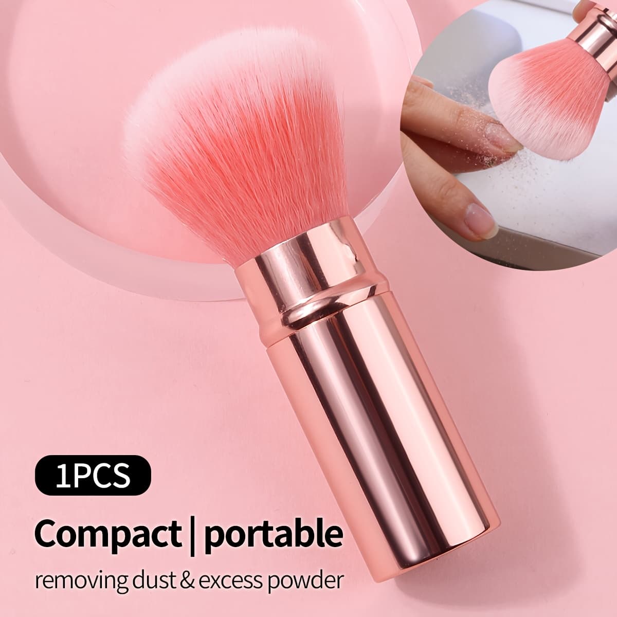 TEMU 1pc Pink Upright Nail Brush Portable Desktop Mushroom Brush Nail Brush Nail Cleaning Brush Professional Nail Salon Essential Nail Tool