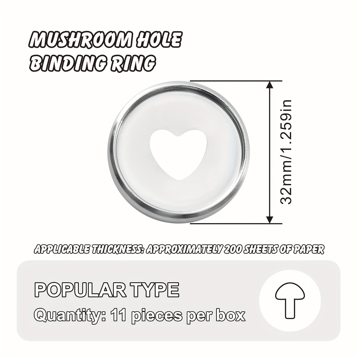 TEMU 11pcs Stainless Steel Metal Binder Rings - Multiple Sizes 24/28/32mm, Suitable For Planners And Supplies. Ring Binder Mushroom Hole Storage Sheet Discs, Binder Notebook T- Sheet Discs