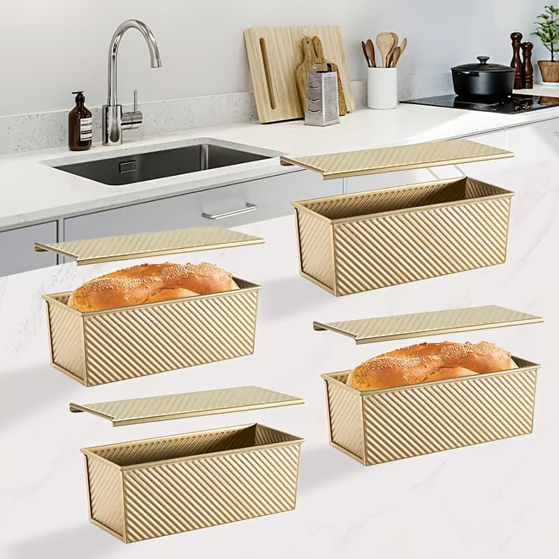 TEMU 4pcs 2.2lbcommercial-grade Aluminized Steel Loaf Pan With Lid, Baking Mold, Durable & Easy Clean/ Home Use