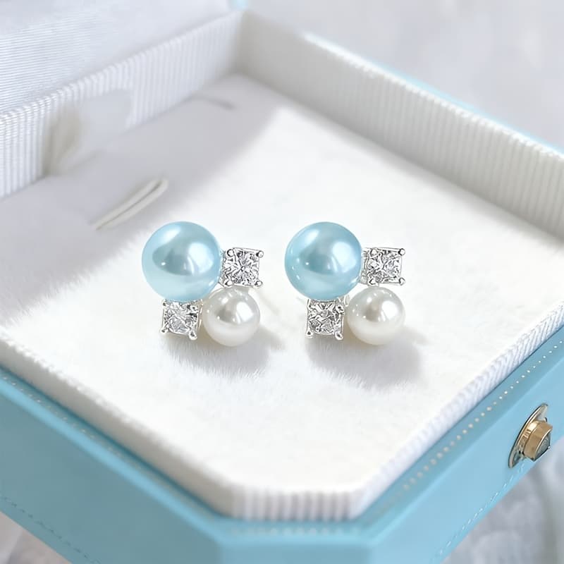TEMU 1 Pair Bohemian Light Blue & Pink Earrings Suitable For Daily Wear & Parties, Durable , Valentine's Day, Christmas - Wearable For Anniversaries, Parties, Special Occasions