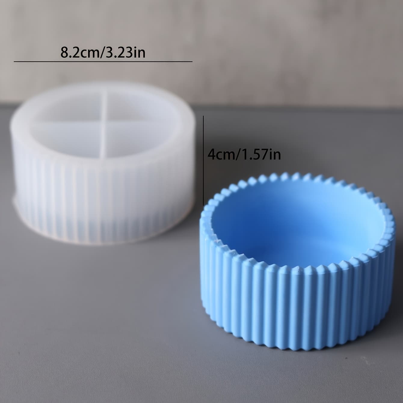 TEMU Striped Candle Jar Base Silicone Mold, Concrete Plaster Storage Box Mold, Suitable For Decorative Resin Molds, Candle Jars, Flower Pots, And Decorations