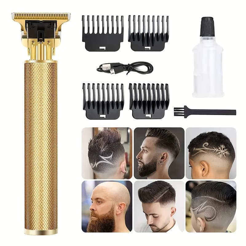 TEMU Professional Hair Trimmer - Hair Clippers For Men Barber With 4 Comb Set, Hole, Cleaning Brush, Usb Cable, Grooming Kit For Men Gift (golden)