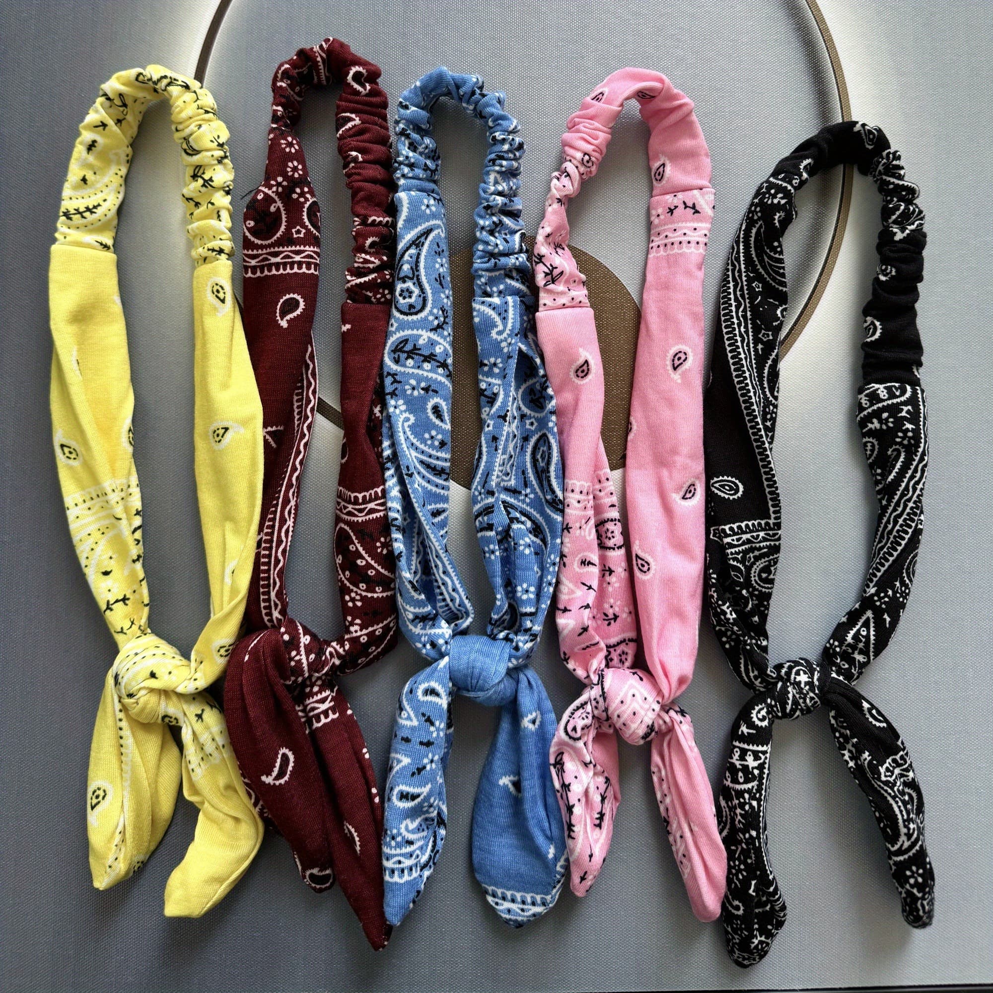 TEMU 5 Paisley Print Rabbit Ear Knot Headband Fabric Elastic Headband Elegant Ladies Band