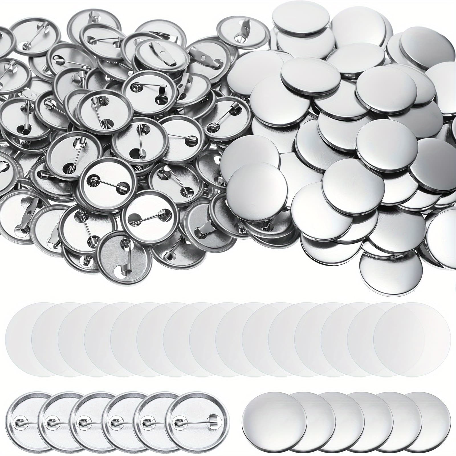 TEMU 600pcs Blank Button Making Supplies Round Badge Button Parts Metal Button Pin Badge Kit For Button Make Machine, Including Metal Shells Cover And (1 Inch)