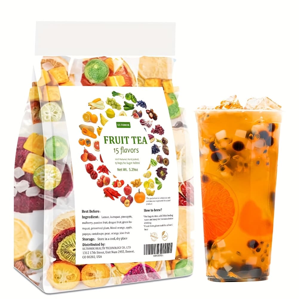 TEMU 15 Kinds Of Fruit Teas Are 5.3 Oz/150g, Made Of Dried Lemon Slices, Dried Oranges, Dried Pineapple, Passion Fruit, Apples, Pears, And Dragon Fruit, Suitable For Afternoon Tea