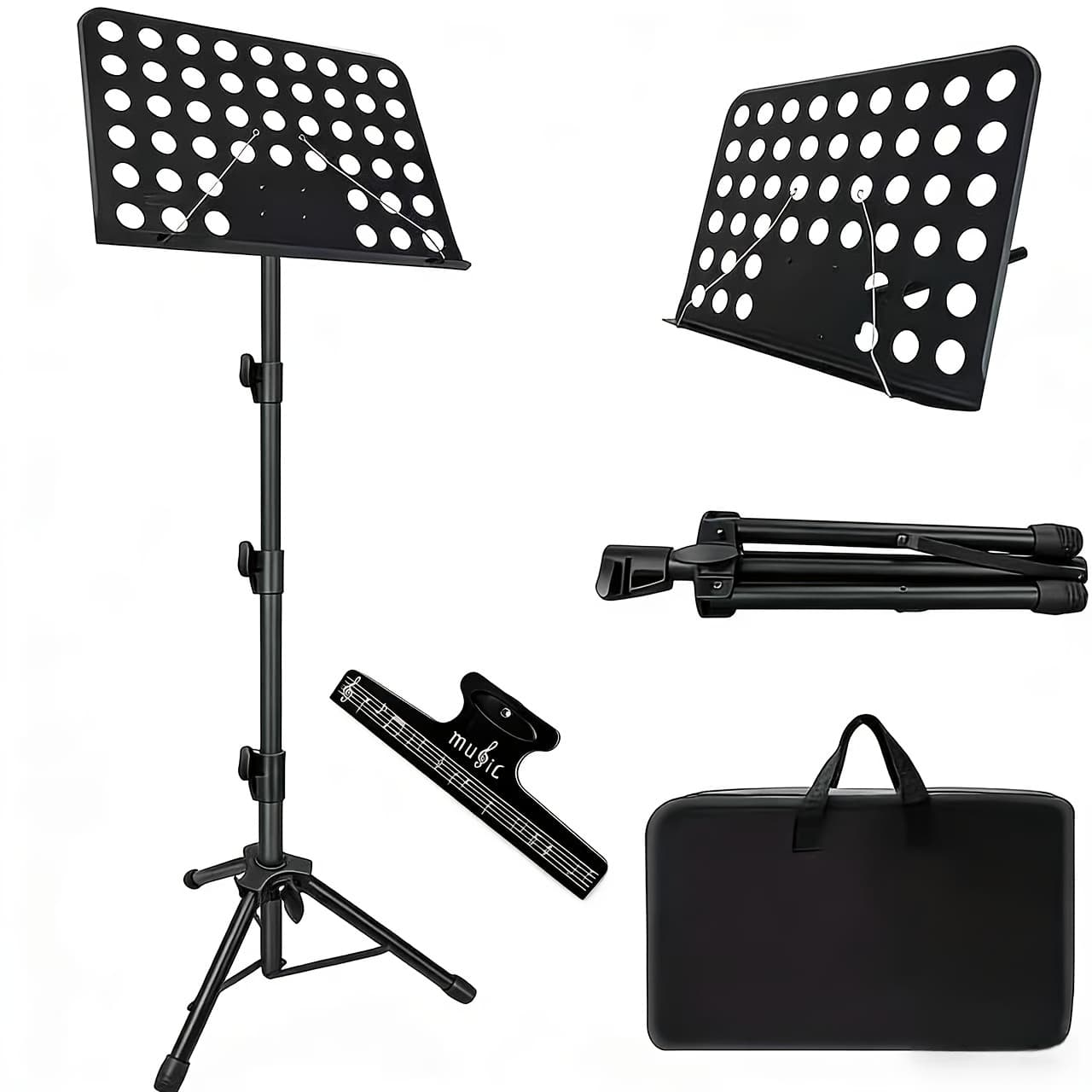 TEMU Music Stand, Heightened Music Stand, Adjustable Music Sheet Stand Portable Folding With Carry Bag For Guitar, Ukulele, Violin Players ( Version, 1 Pack)