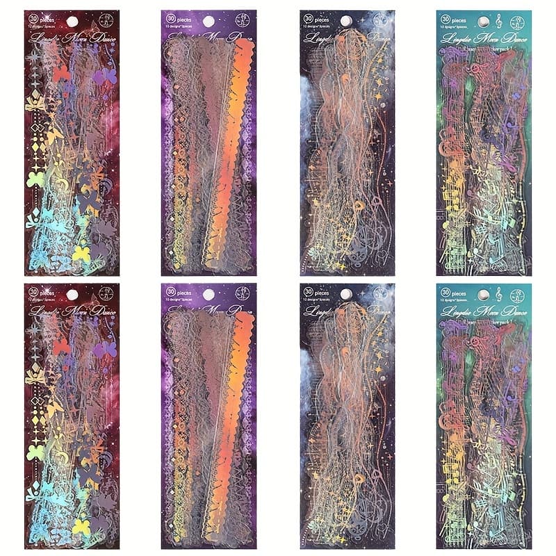 TEMU 120/240 Sheets Vintage Lace Long Strip Hot Stamping Stickers, Pet High Quality Self-adhesive Stickers, Decorative Stickers For Photo Frame Scrapbooking Cards Diy Crafts