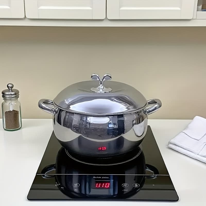 TEMU Large Capacity Stainless Steel Boiling Pot With Handles Perfect For Soups, , And More - Compatible With Electric And Gas Stoves, Kitchen Cooking Essentials