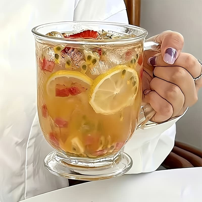 TEMU A Vintage-style Large Glass - Suitable For Coffee, Juice, Milk, And Afternoon Tea, Reusable, An Ideal Holiday Gift