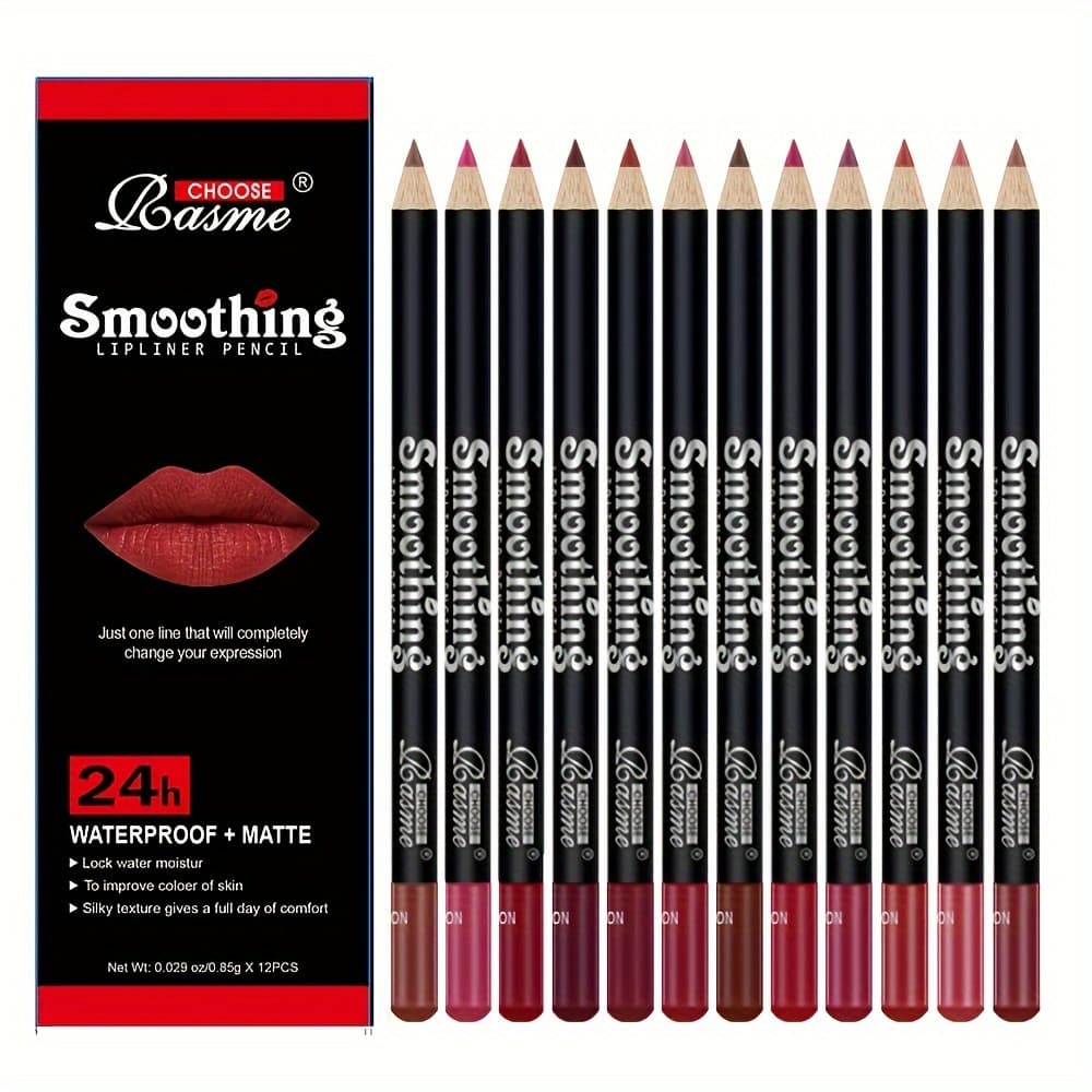 TEMU 12-color Hook Line Lip Pencil Makeup Brown Matte Cup Lip Liner Lipstick