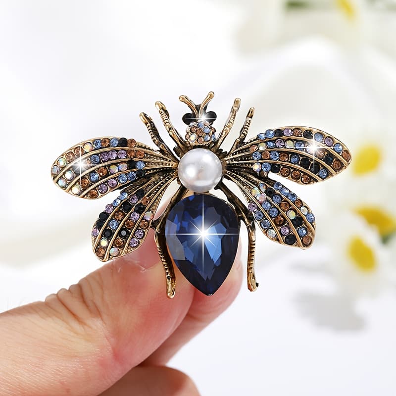 TEMU 1pc Of Fashionable European And -style Luxurious Full-set Glass Insect-shaped Cute Brooch Pin, Suitable For Women' Wear, Decoration, And Gift-
