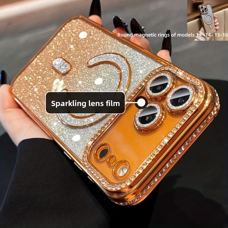 TEMU Phone Case: Compatible With Iphone 17 Pro Max Case, Transparent Mirror Lens Film Ip New Model, 17 Glitter Card Soft Cover For Unique Stylish Magnetic Attachment To 17, 17 Air Pm Electroplated