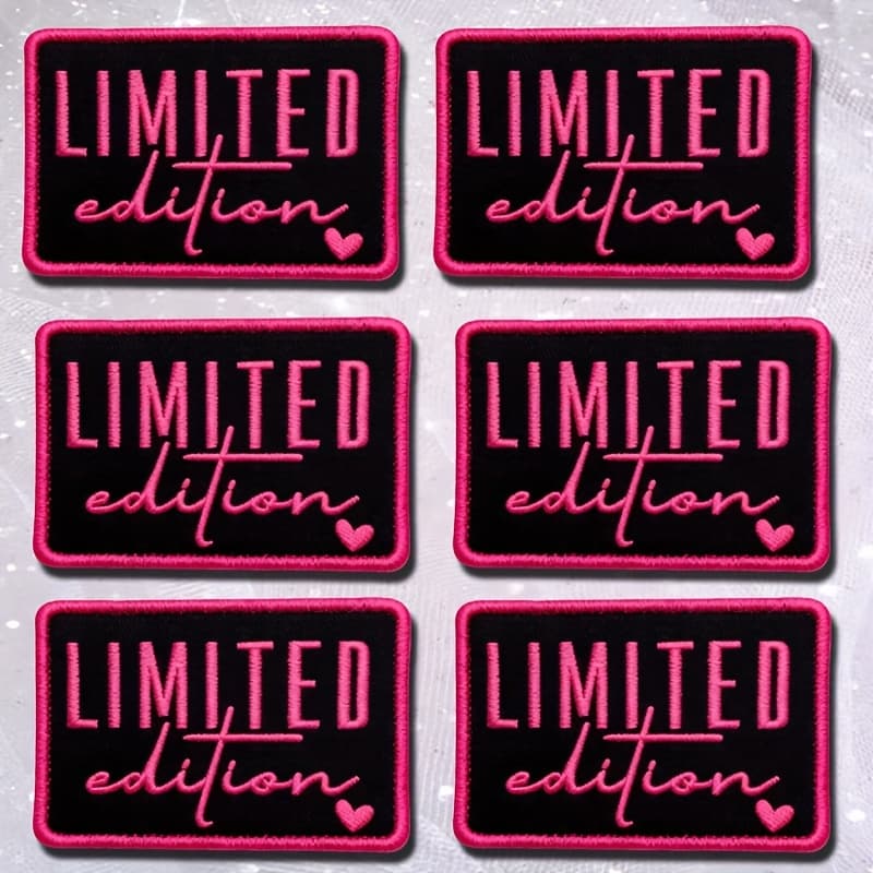 TEMU 6pcs Vibrant " Edition" English Embroidered Patches For Clothes, Shoes, Hats, Bags, Iron-on Or Sew-on Diy Decorative Fabric Patches