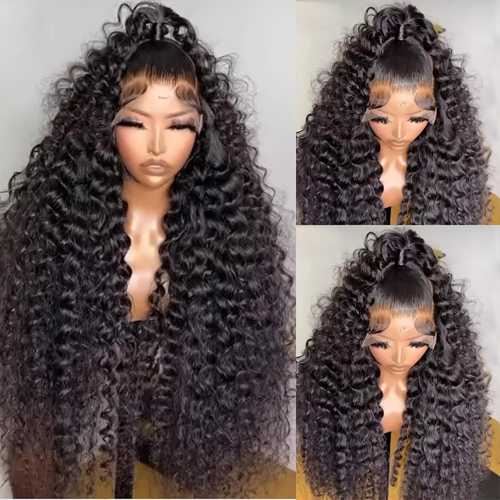 TEMU Wigs For Women Featuring 250% Density With Deep Curly Lace , Measuring 13*4 Inches. This Synthetic Wig Has Heat-resistant Fibers And Offers A Loose Curly Wave Style