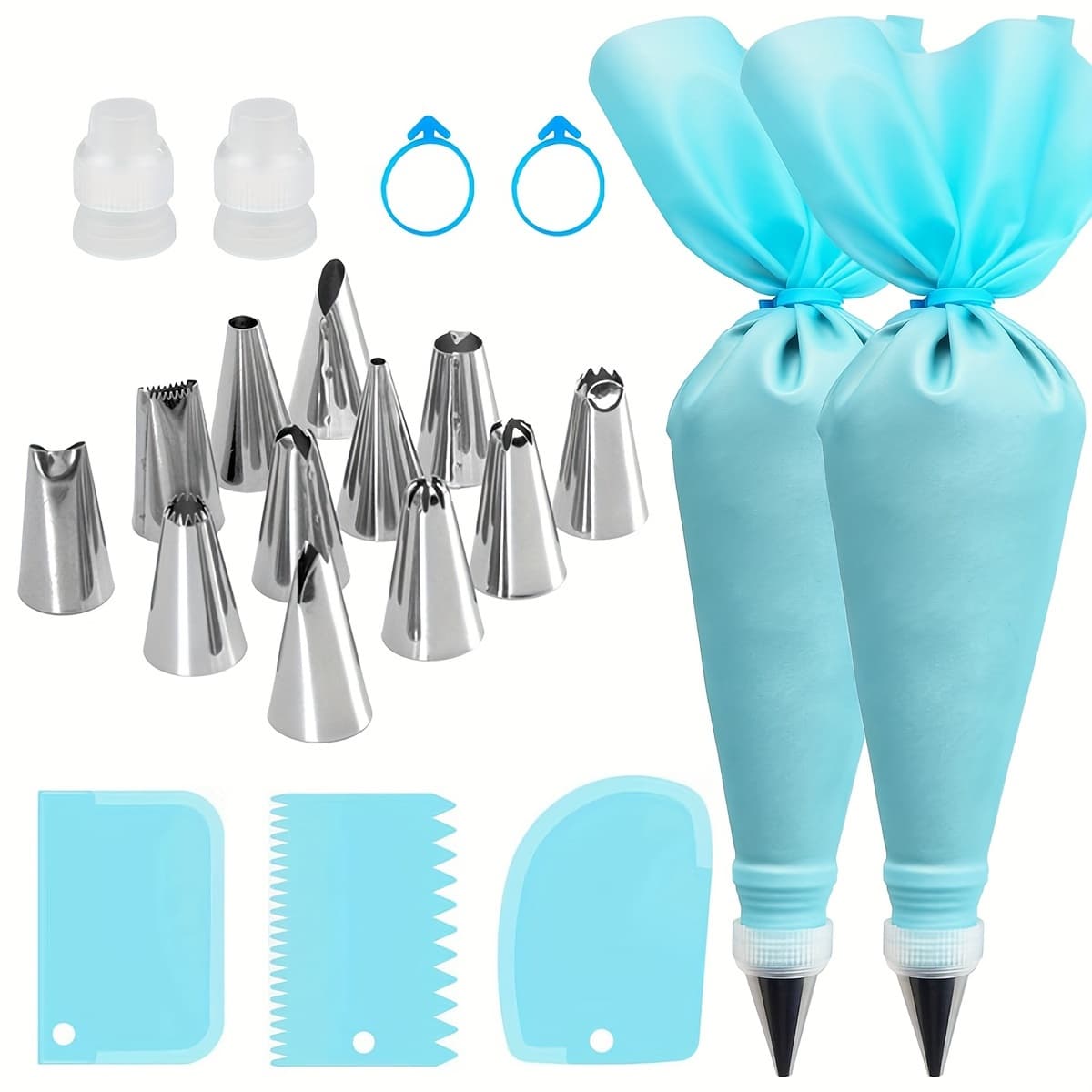 TEMU Set Of 21pcs For Cake Decoration Including Baking Tools, Molds, Piping Bags, And Tips.