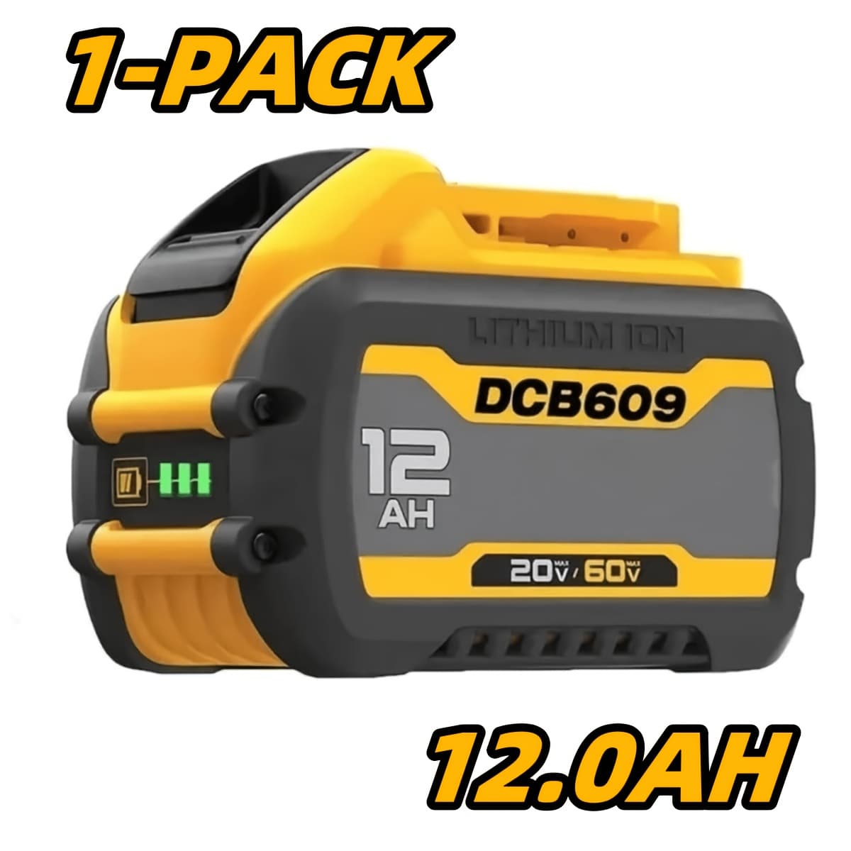 TEMU 1/2/4pcs 12.0ah 20v/60v Max Replace For Dcb612 Dcb609 Battery For Cordless Power Tools Replace For 20v/60v Battery Dcb612 Dcb610 For 20-60v Battery