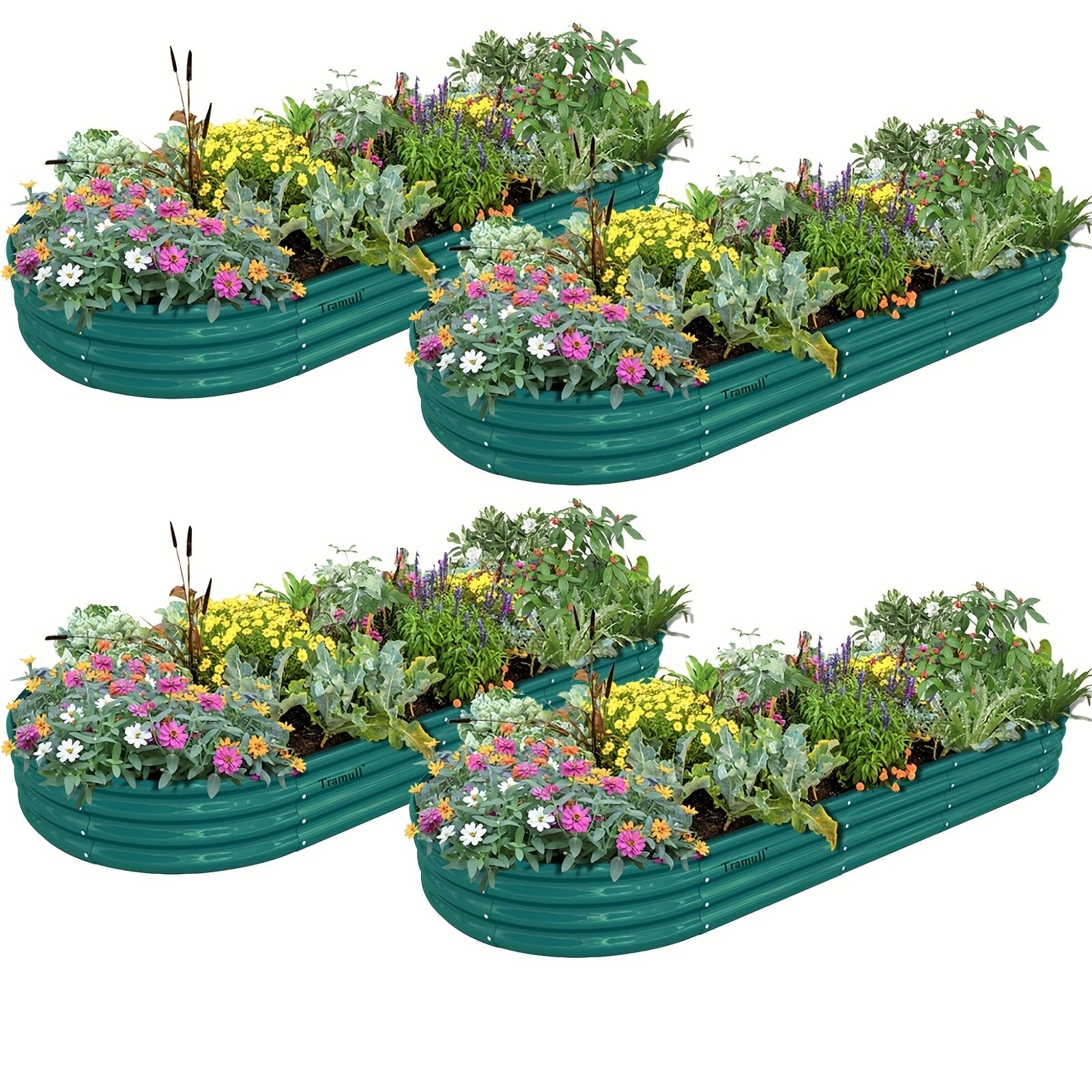 TEMU 2pcs / 4pcs / 6pcs / 8pcs 8x3x1ft Galvanized Garden Bed Large Metal Planter Box Kit Raised Garden Bed For Outdoor Plants