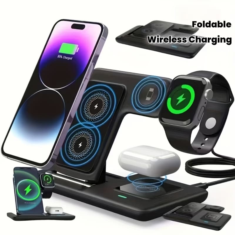 TEMU 3-in-1 Wireless Charging Station, 15w Fast Foldable Mag- Stand, Compatible With Iphone 15/14/13/12/11/x/8 Pro Max/pro/mini/plus, Iwatch /8/7/6/5/4/3/2, Airpods 3