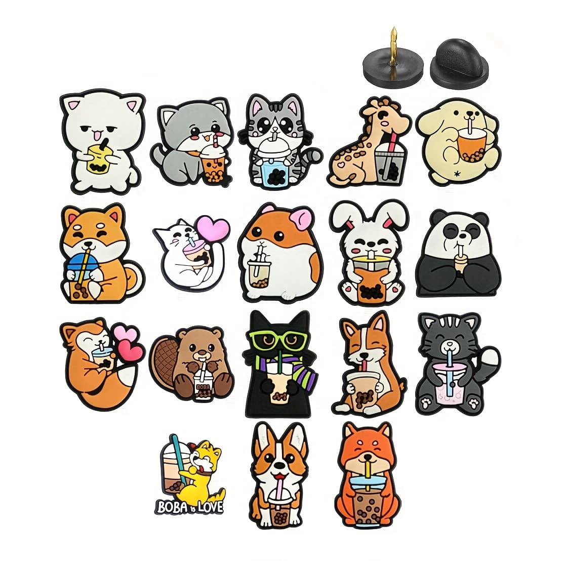 TEMU 18pcs/set, Plastic, Cat Rabbit Dog Deer Squirrel Series Pattern Pins, Clothing Accessories Festival Gift Set