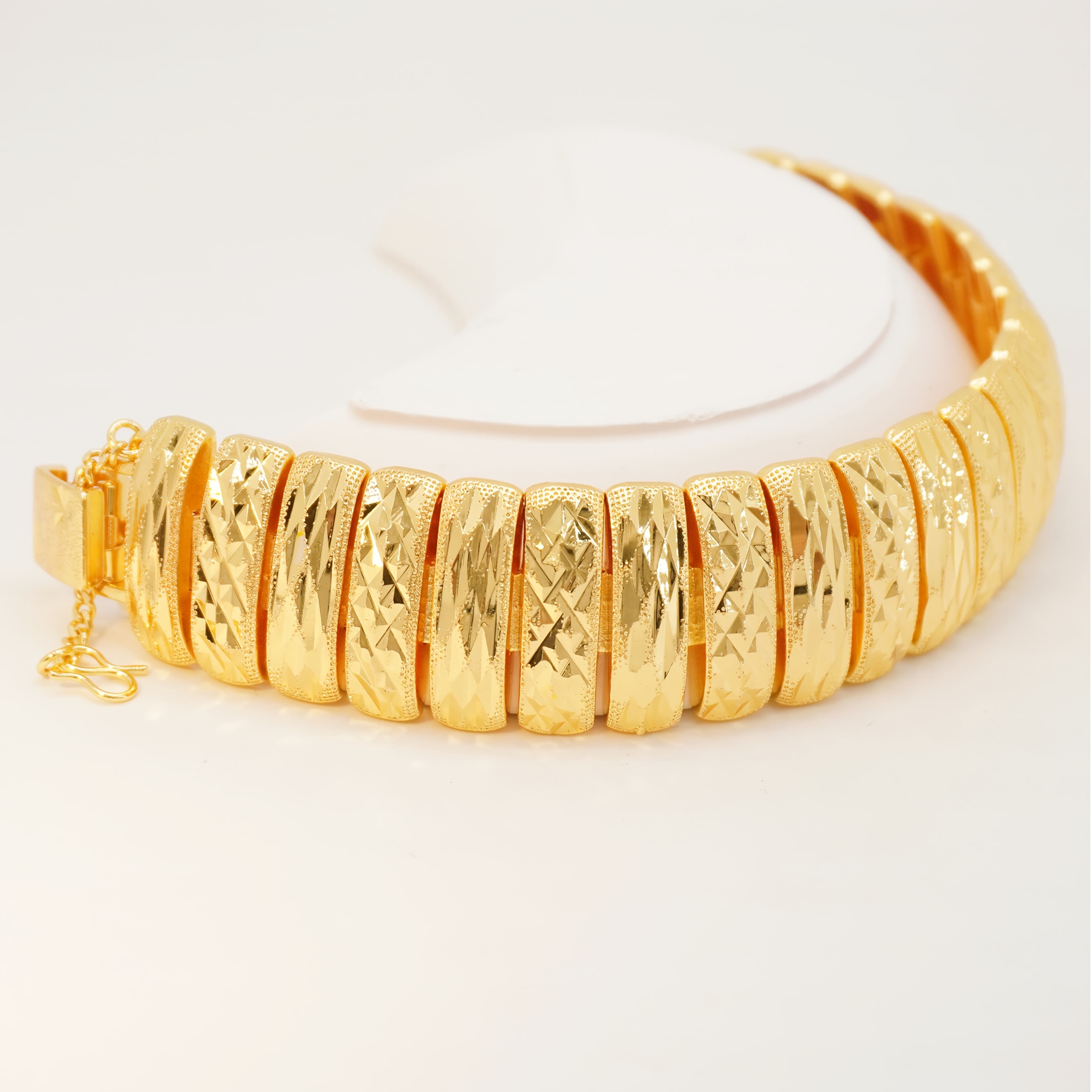 TEMU 24k Gold Plated-plated Engraved Flower 25mm Wide Bracelet Men' Direct Jewelry Exhibition Style