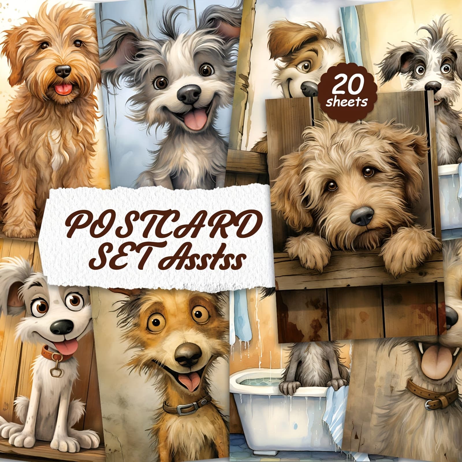 TEMU A Set Of 20 Cartoon Dog Postcards, Suitable For Writing On Cardboard, Smooth , English Scrapbooks, Junk Journals, Crafts, Greeting Cards, , And Gifts.