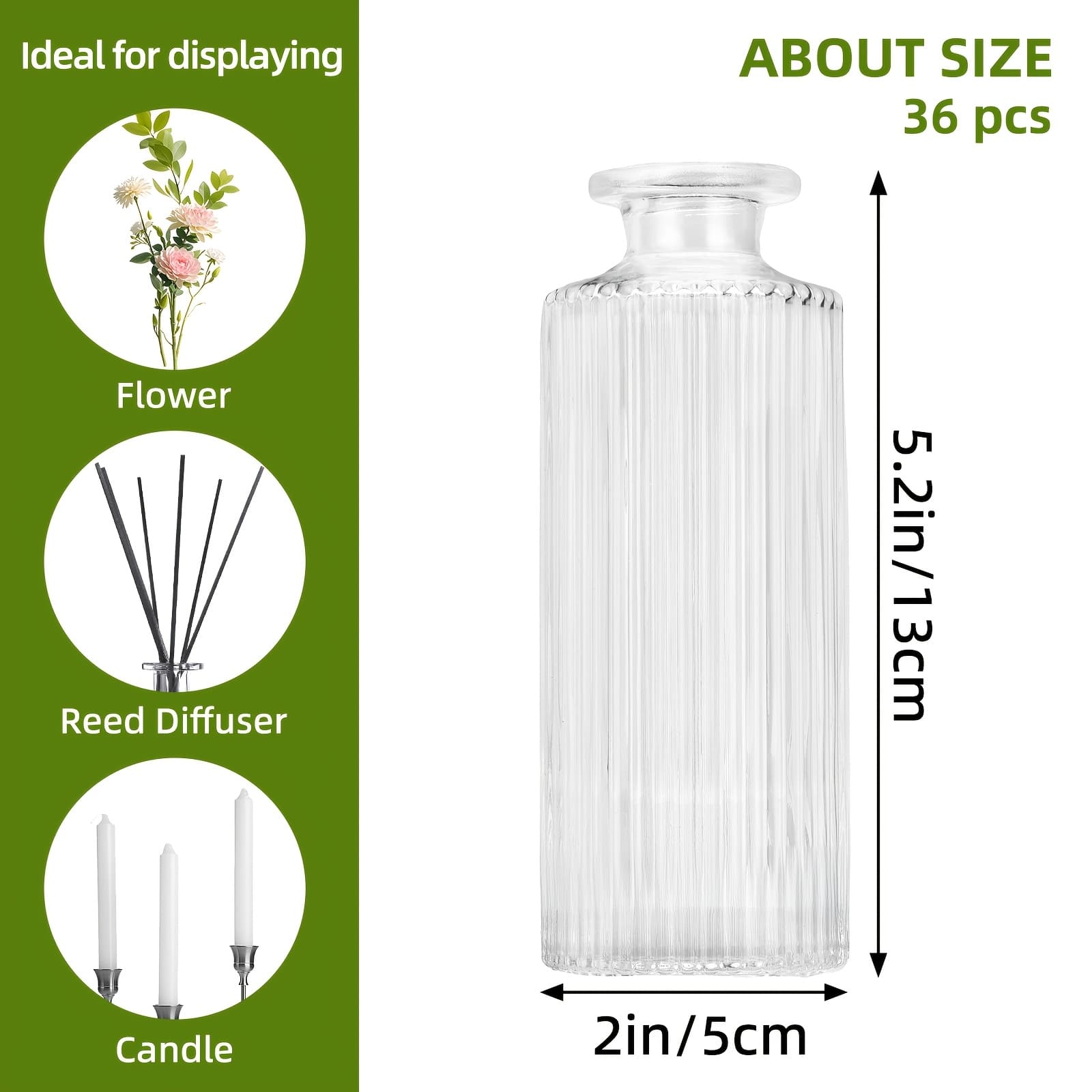 TEMU 36pcs Bud Vase Set, Clear Vase For Home Decor, Table Centerpiece For Wedding, Birthday Party, Roman-style Decorative Bottle