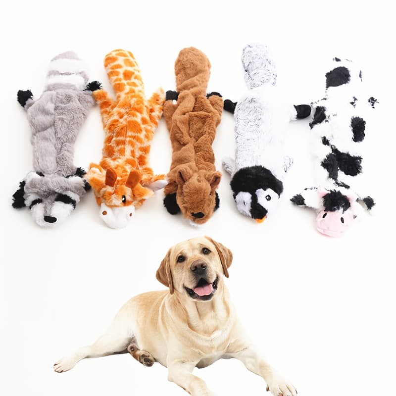 TEMU 5pcs Dog Plush Toys, Durable Pet Squeaky Toys, No Stuffing Plush Dogs Chew Toy For Small Medium Large Breed, Dog Teething Toy, Supplies For Busy Pets, Gift For Dog Lovers