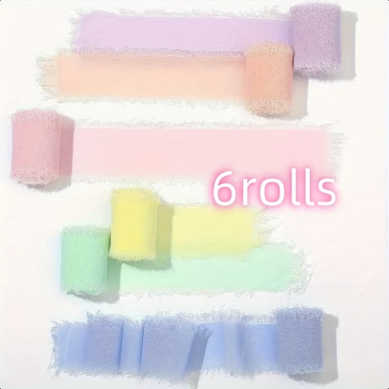 TEMU 6 Rolls Of Mixed Color Chiffon Ribbon For Holiday Decoration, Christmas, Halloween