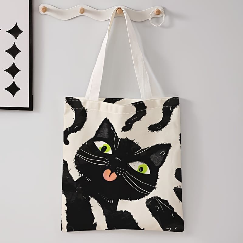 TEMU A Cute Pattern Printed Casual Tote Bag, A Reusable Stylish Backpack, Multifunctional Handbag, And A Printed Shopping Bag