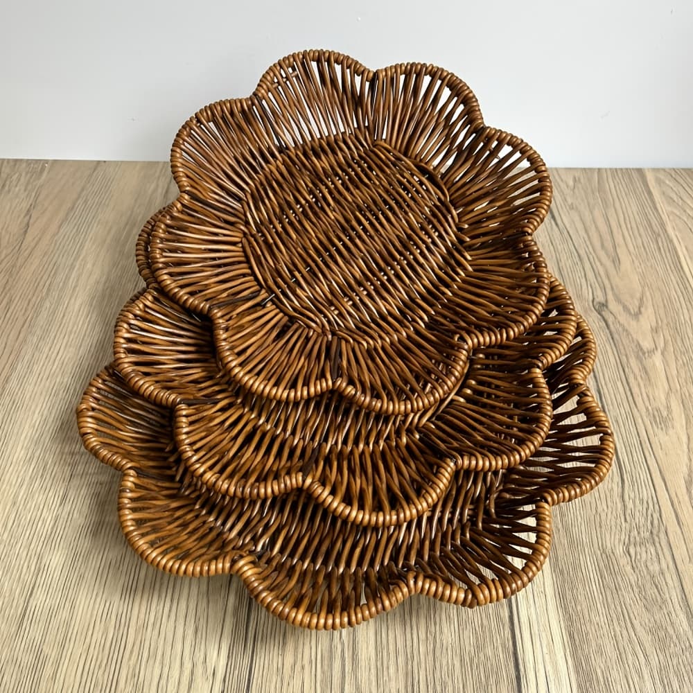 TEMU 3pcs Hand-woven Rattan Basket, Multifunctional Living Room And Bedroom Storage Basket, Stylish And Practical Storage Basket, Shelf Baskets