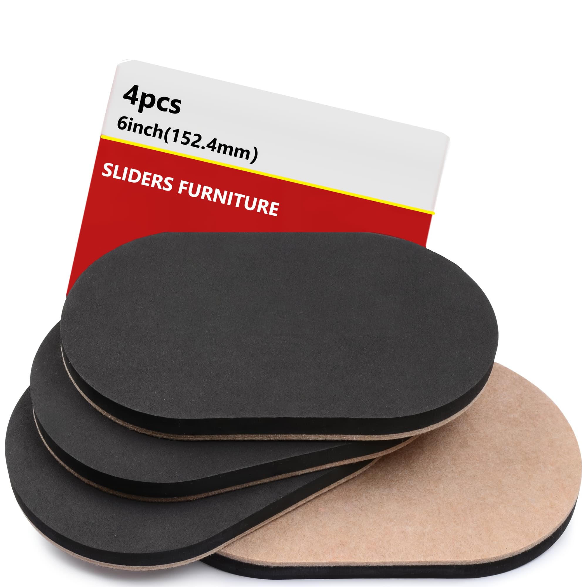 TEMU Felt Furniture Sliders For Hardwood Floors - 4pcs Set, 6 X 3.5 Inch - Heavy-duty Felt Sliders For Hard - Effortlessly Move Furniture