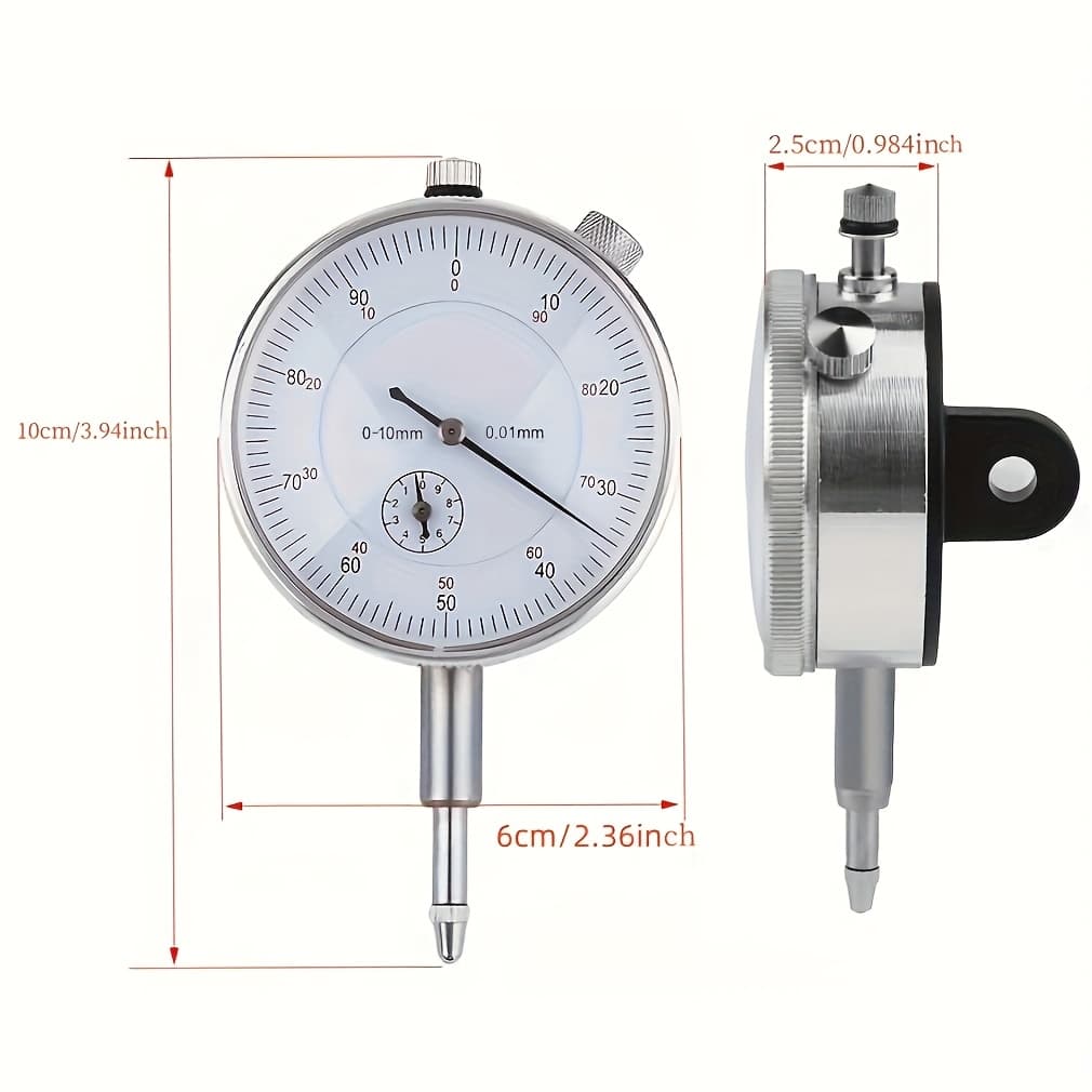 TEMU Professional 0-10mm Dial Indicator Gauge Precision Tool Meter 0.01 Resolution Measurement Instrument Tools