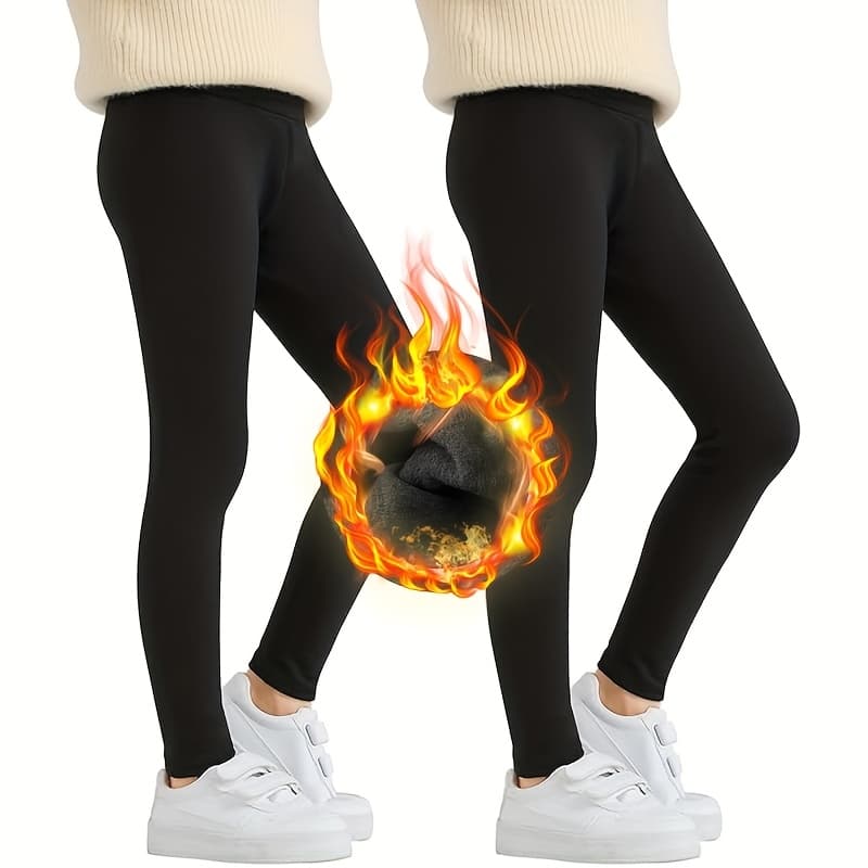 TEMU 2pcs Autumn/winter -lined Thin Fuzzy Thermal Base Layer Tights, Black Slimming Leggings