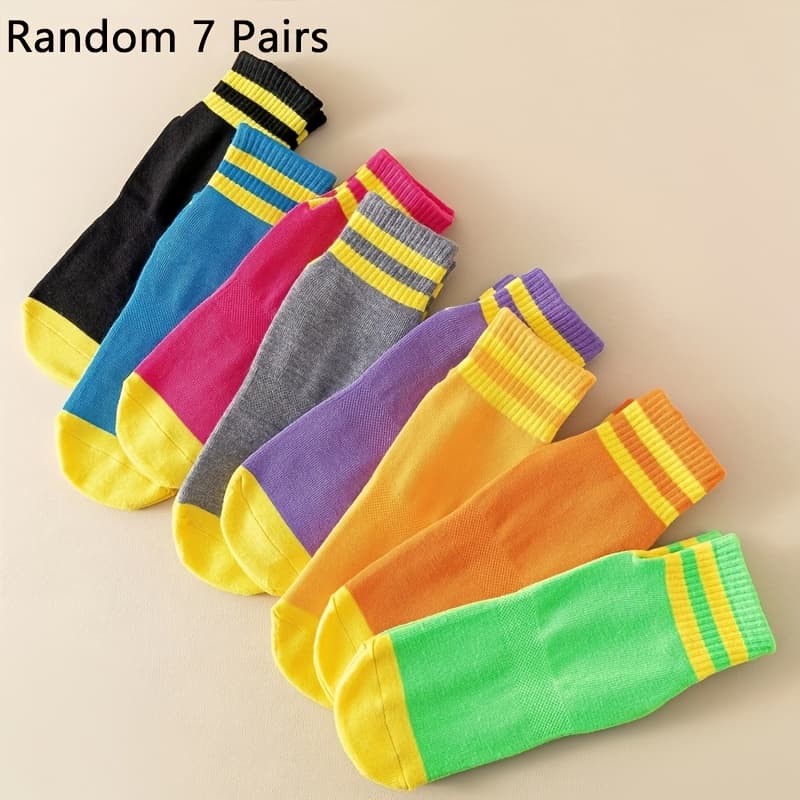 TEMU 7 Pairs Women's Breathable Mesh Floor Socks, Anti-slip Socks, Yoga Trampoline Socks, Suitable For Indoor Outdoor Activities Random Color