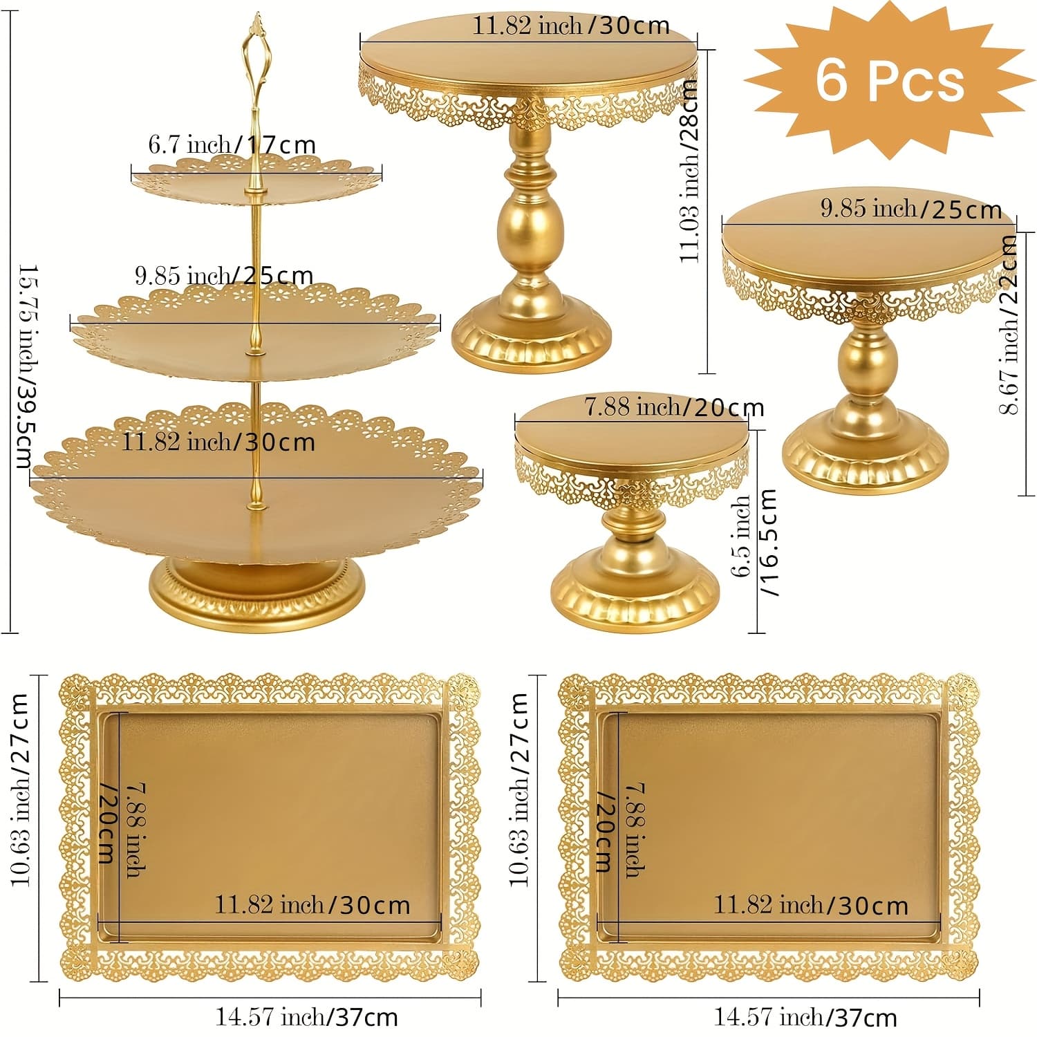 TEMU 3/6pcs Stand Setcupcake Stands Metal Cake Stands Golden Dessert Table Display Set Forwedding, Birthday, Anniversary, Shower, Party, Halloween, Thanksgiving